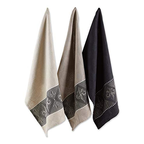 Cotton French Jacquard Dish Towels, 20x28 Set of 3, Decorative Tea Towels for Everyday Kitchen Cooking and Baking
